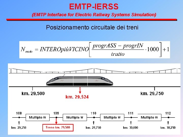 EMTP-IERSS (EMTP Interface for Electric Railway Systems Simulation) Posizionamento circuitale dei treni 