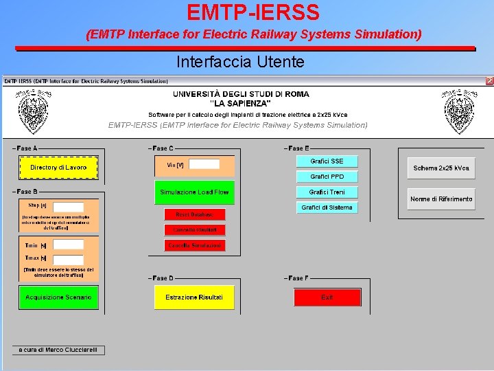 EMTP-IERSS (EMTP Interface for Electric Railway Systems Simulation) Interfaccia Utente 