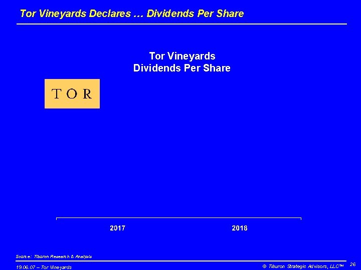 Tor Vineyards Declares … Dividends Per Share Tor Vineyards Dividends Per Share Source: Tiburon