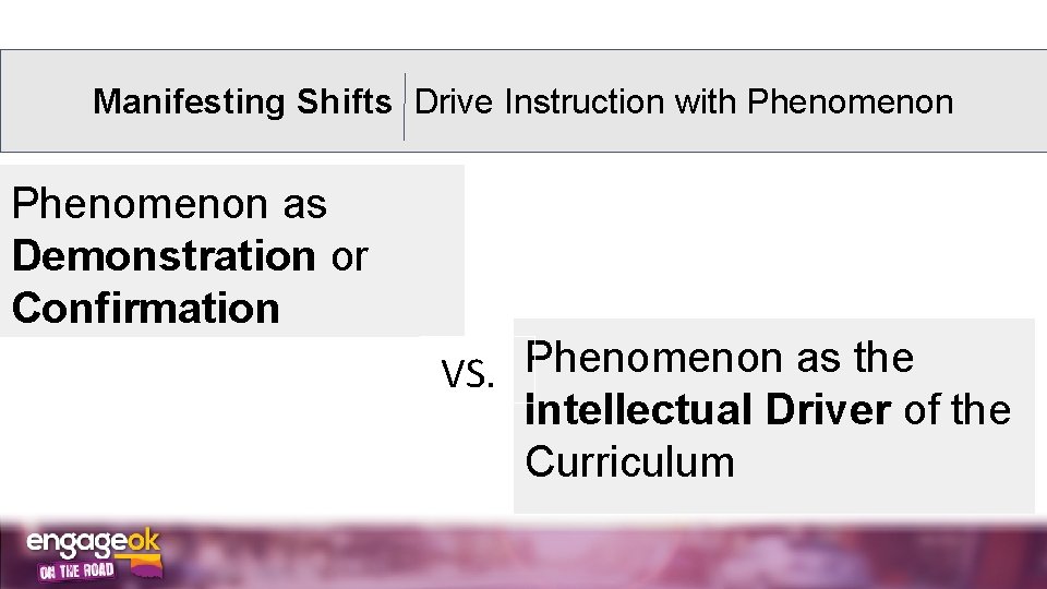 Manifesting Shifts Drive Instruction with Phenomenon as Demonstration or Confirmation VS. Phenomenon as the