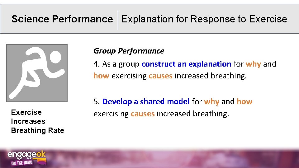 Science Performance Explanation for Response to Exercise Group Performance 4. As a group construct