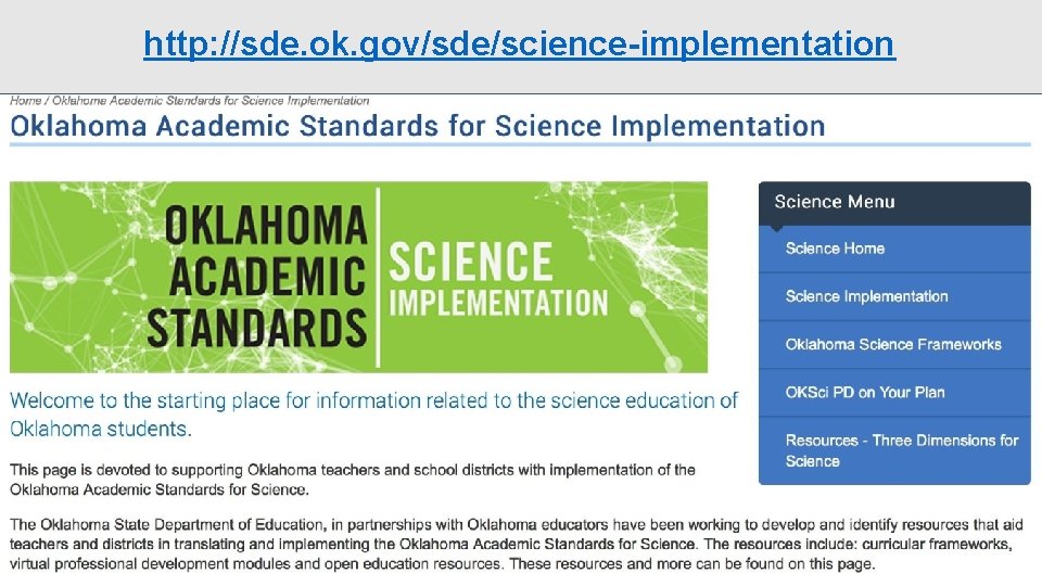 http: //sde. ok. gov/sde/science-implementation 