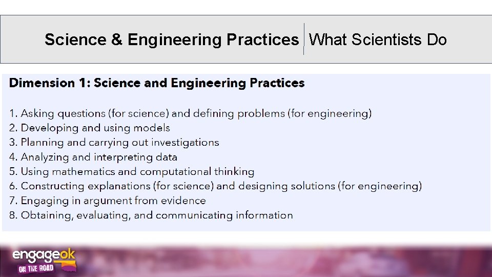 Science & Engineering Practices What Scientists Do 