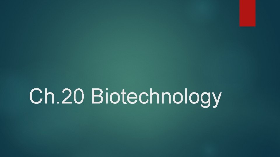 Ch. 20 Biotechnology 