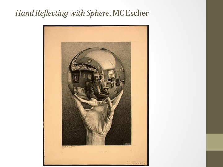 Hand Reflecting with Sphere, MC Escher 