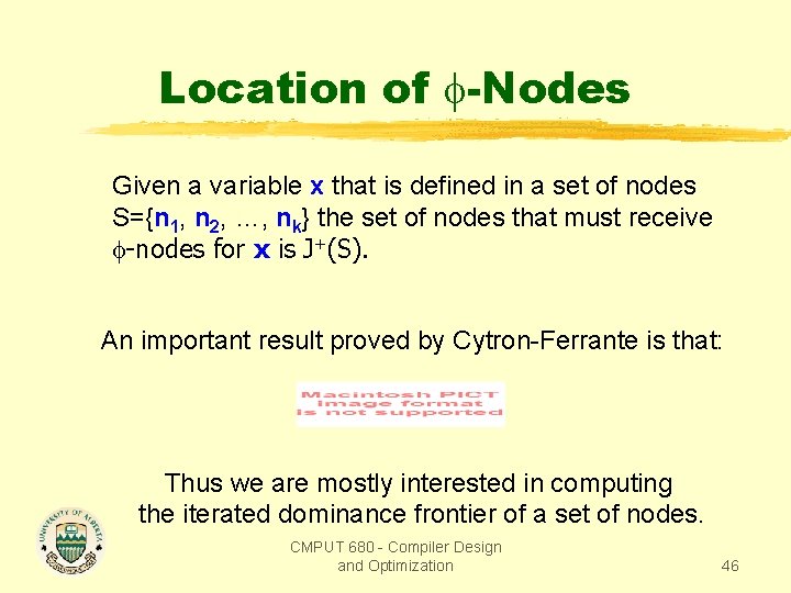 Location of -Nodes Given a variable x that is defined in a set of