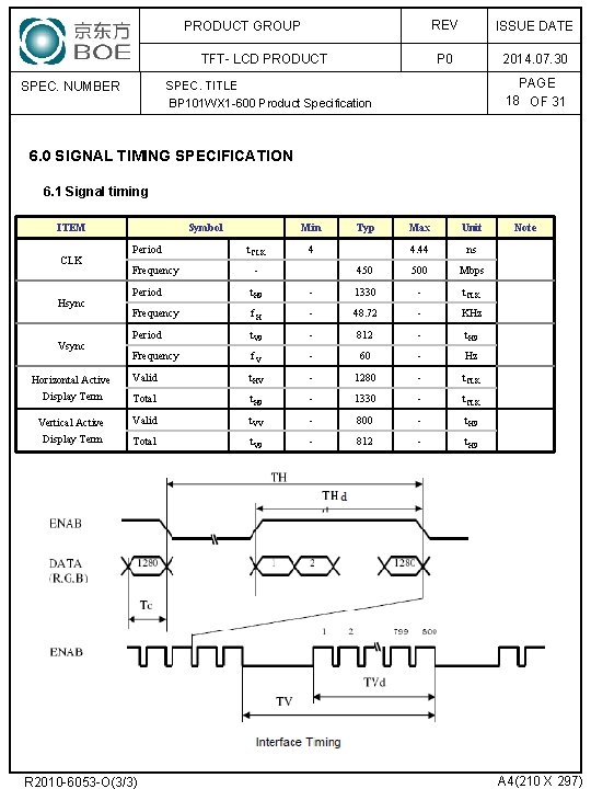 PRODUCT GROUP TFT- LCD PRODUCT SPEC. NUMBER REV ISSUE DATE P 0 2014. 07.