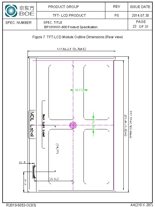 PRODUCT GROUP TFT- LCD PRODUCT SPEC. NUMBER REV ISSUE DATE P 0 2014. 07.