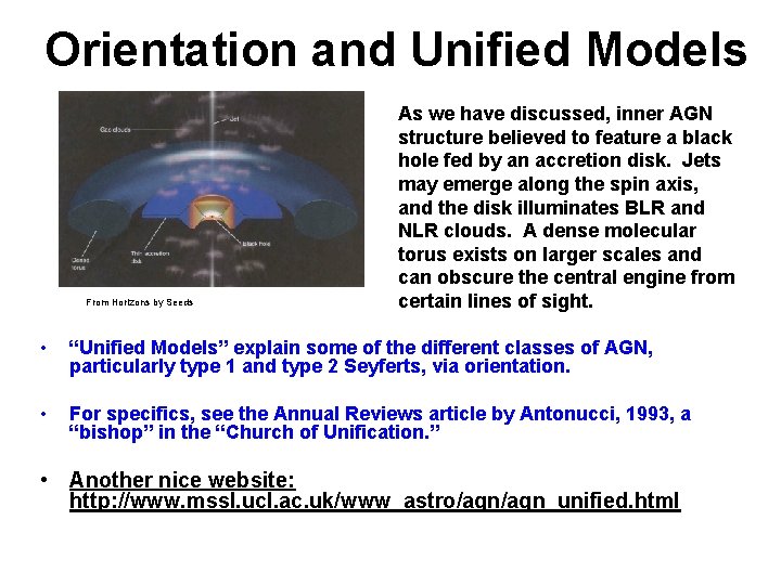 Orientation and Unified Models From Horizons by Seeds As we have discussed, inner AGN