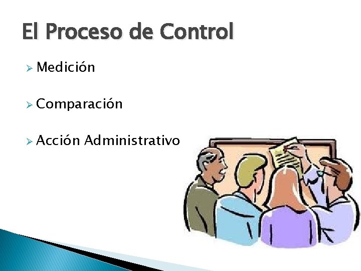 El Proceso de Control Ø Medición Ø Comparación Ø Acción Administrativo El Proceso de Control Ø Medición Ø Comparación Ø Acción Administrativo