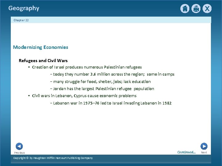 Geography Chapter 22 Modernizing Economies Refugees and Civil Wars • Creation of Israel produces