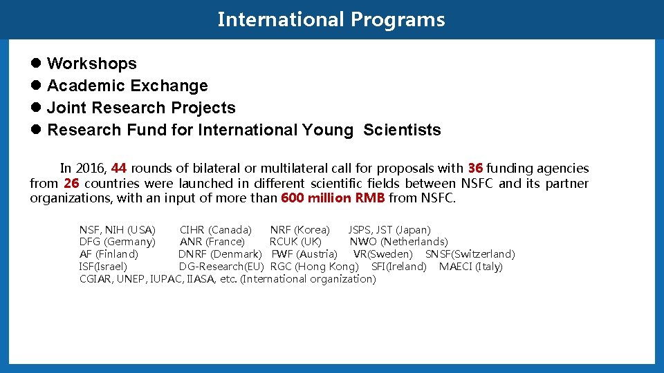 International Programs l Workshops l Academic Exchange l Joint Research Projects l Research Fund International Programs l Workshops l Academic Exchange l Joint Research Projects l Research Fund