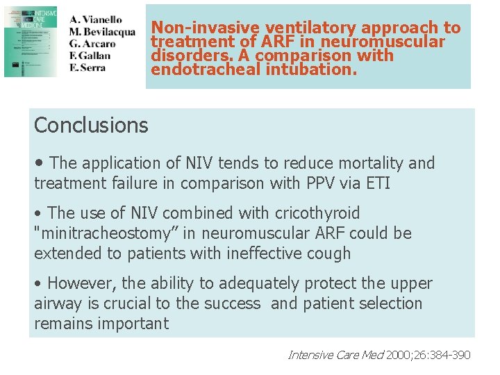 Non-invasive ventilatory approach to treatment of ARF in neuromuscular disorders. A comparison with endotracheal