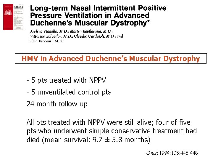 HMV in Advanced Duchenne’s Muscular Dystrophy - 5 pts treated with NPPV - 5