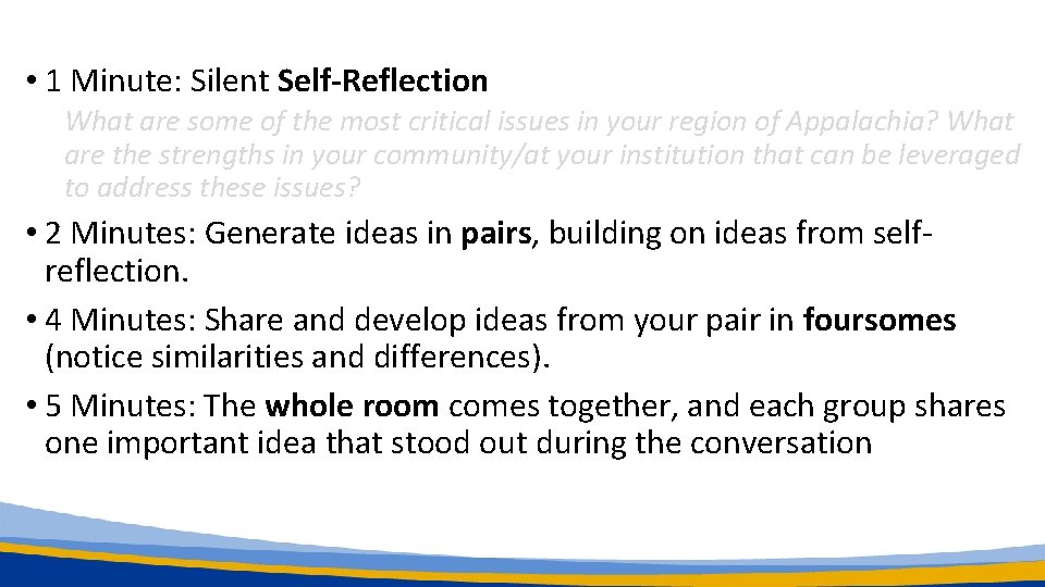  • 1 Minute: Silent Self-Reflection What are some of the most critical issues