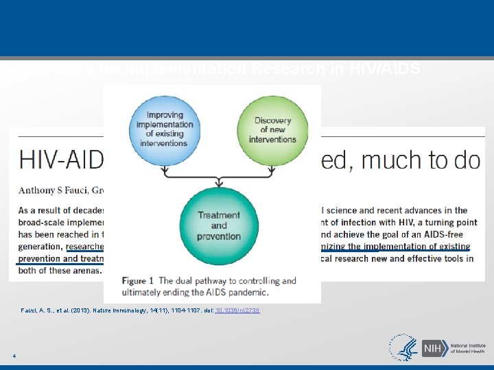The Case for Implementation Research in HIV/AIDS Fauci, A. S. , et al. (2013).