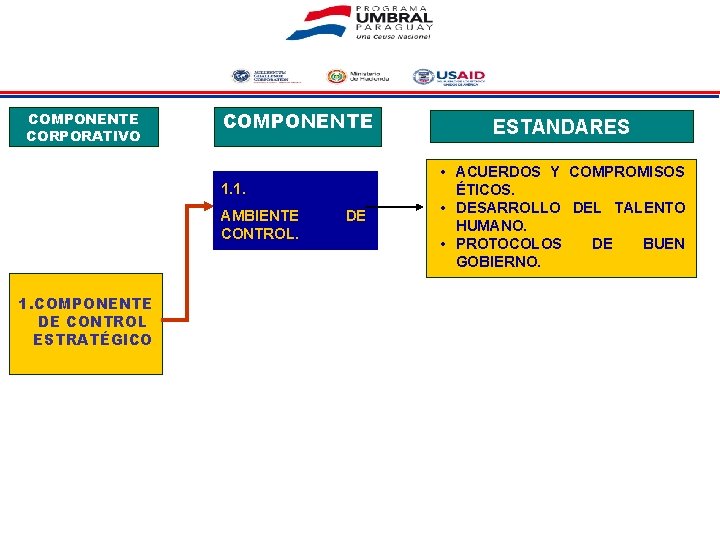 COMPONENTE CORPORATIVO COMPONENTE 1. 1. AMBIENTE CONTROL. 1. COMPONENTE DE CONTROL ESTRATÉGICO DE ESTANDARES