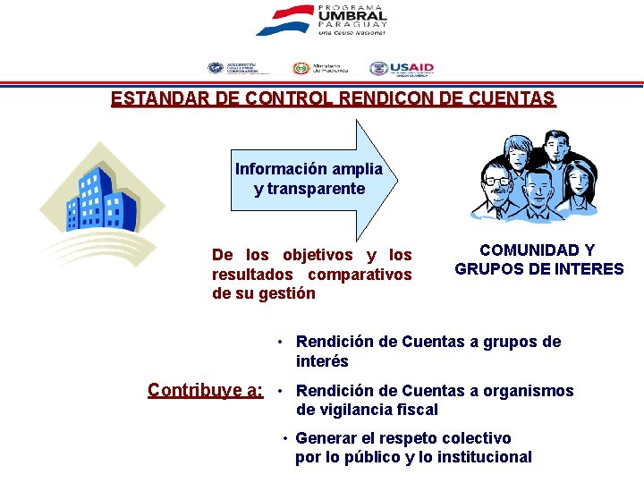 ESTANDAR DE CONTROL RENDICON DE CUENTAS Información amplia y transparente De los objetivos y