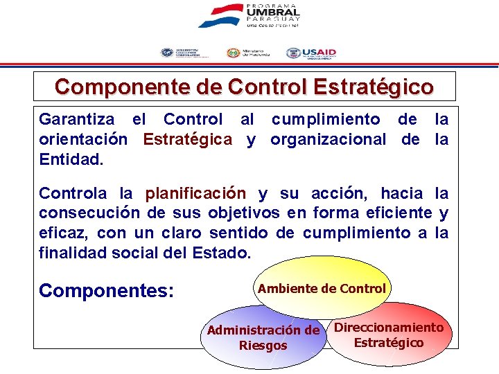 OFICINA DE CONTROL INTERNO Componente de Control Estratégico Garantiza el Control al cumplimiento de