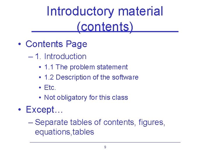 Introductory material (contents) • Contents Page – 1. Introduction • • 1. 1 The Introductory material (contents) • Contents Page – 1. Introduction • • 1. 1 The