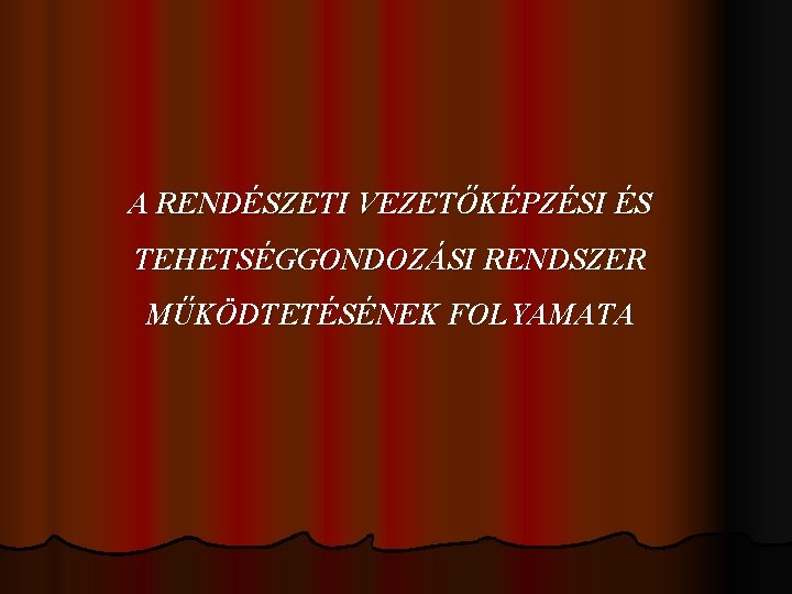 A RENDÉSZETI VEZETŐKÉPZÉSI ÉS TEHETSÉGGONDOZÁSI RENDSZER MŰKÖDTETÉSÉNEK FOLYAMATA 