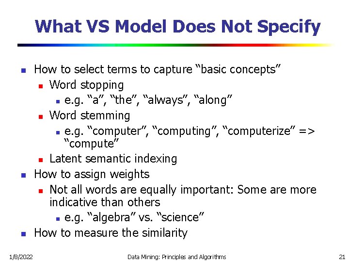 What VS Model Does Not Specify n n n 1/8/2022 How to select terms