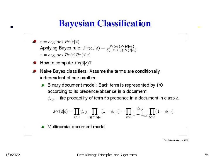 1/8/2022 Data Mining: Principles and Algorithms 54 