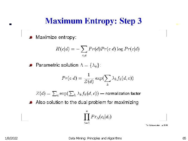 1/8/2022 Data Mining: Principles and Algorithms 65 