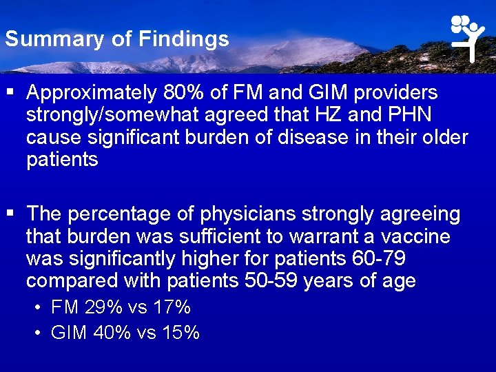 Summary of Findings § Approximately 80% of FM and GIM providers strongly/somewhat agreed that