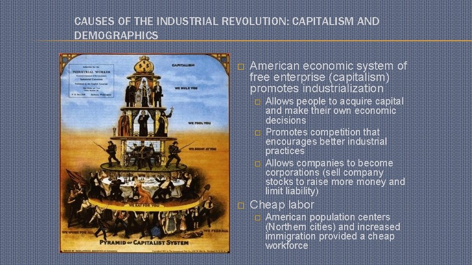 CAUSES OF THE INDUSTRIAL REVOLUTION: CAPITALISM AND DEMOGRAPHICS � American economic system of free
