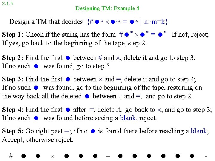 3. 1. h Designing TM: Example 4 Design a TM that decides {# n