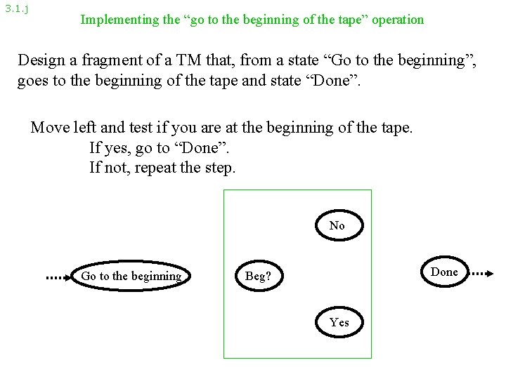 3. 1. j Implementing the “go to the beginning of the tape” operation Design