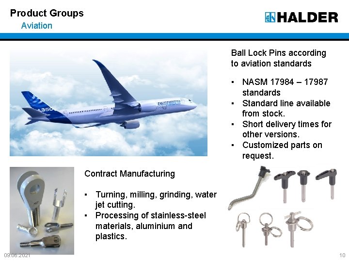 Product Groups Aviation Ball Lock Pins according to aviation standards ▪ NASM 17984 –
