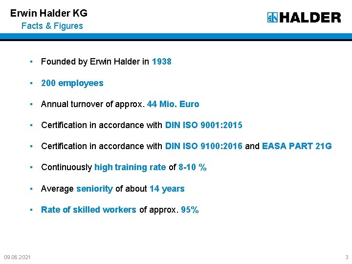 Erwin Halder KG Facts & Figures ▪ Founded by Erwin Halder in 1938 ▪