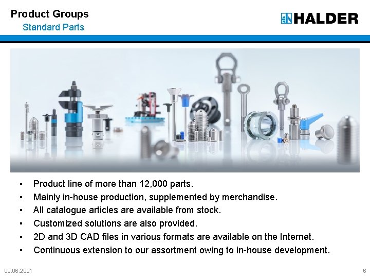 Product Groups Standard Parts ▪ ▪ ▪ 09. 06. 2021 Product line of more