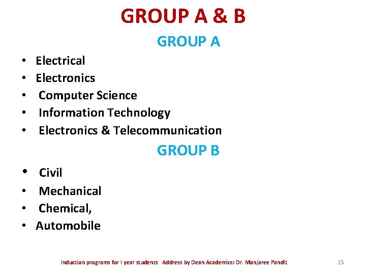 GROUP A & B GROUP A • • • Electrical Electronics Computer Science Information GROUP A & B GROUP A • • • Electrical Electronics Computer Science Information