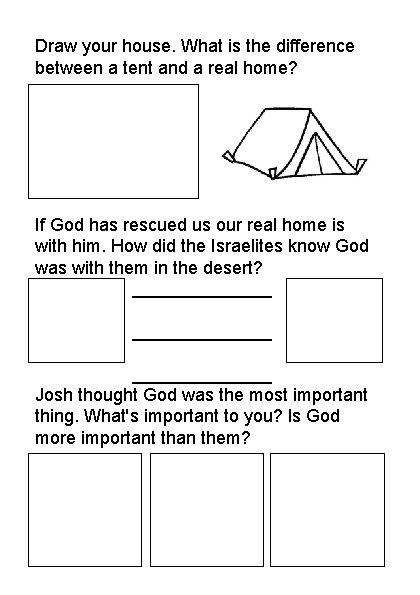 Draw your house. What is the difference between a tent and a real home?