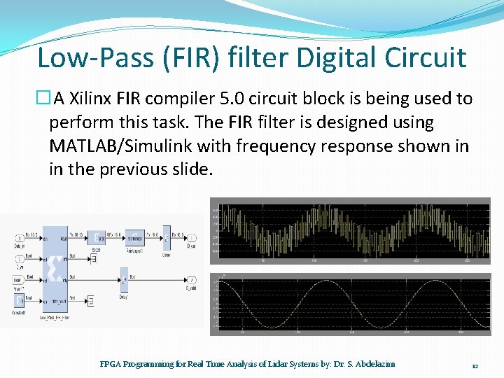 Low-Pass (FIR) filter Digital Circuit � A Xilinx FIR compiler 5. 0 circuit block Low-Pass (FIR) filter Digital Circuit � A Xilinx FIR compiler 5. 0 circuit block