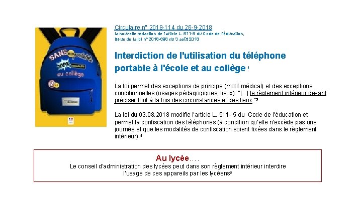 Circulaire n° 2018 -114 du 26 -9 -2018 la nouvelle rédaction de l'article L.