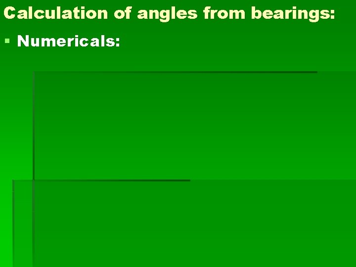 Calculation of angles from bearings: § Numericals: Calculation of angles from bearings: § Numericals: