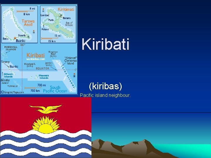 Kiribati (kiribas) Pacific island neighbour. 