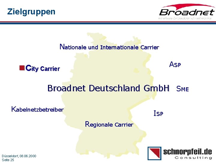 Zielgruppen Nationale und Internationale Carrier ASP n. City Carrier Broadnet Deutschland Gmb. H SME