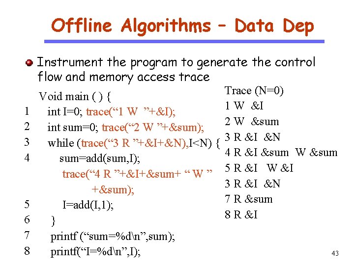 Offline Algorithms – Data Dep CS 510 Software Engineering 1 2 3 4 5