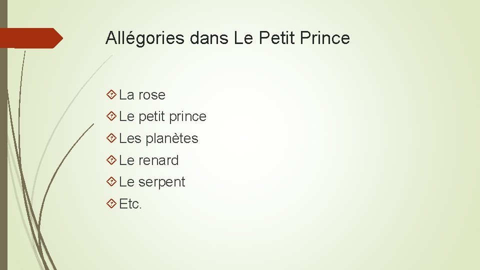 Allégories dans Le Petit Prince La rose Le petit prince Les planètes Le renard Allégories dans Le Petit Prince La rose Le petit prince Les planètes Le renard