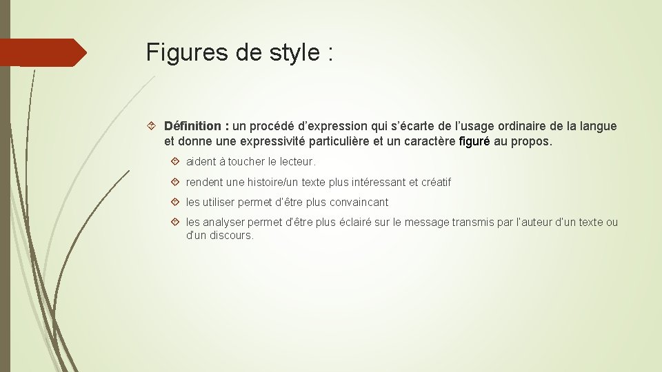 Figures de style : Définition : un procédé d’expression qui s’écarte de l’usage ordinaire Figures de style : Définition : un procédé d’expression qui s’écarte de l’usage ordinaire