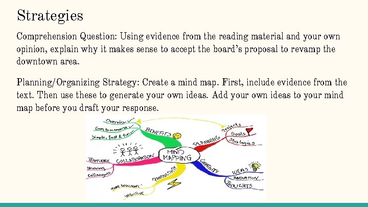 Strategies Comprehension Question: Using evidence from the reading material and your own opinion, explain