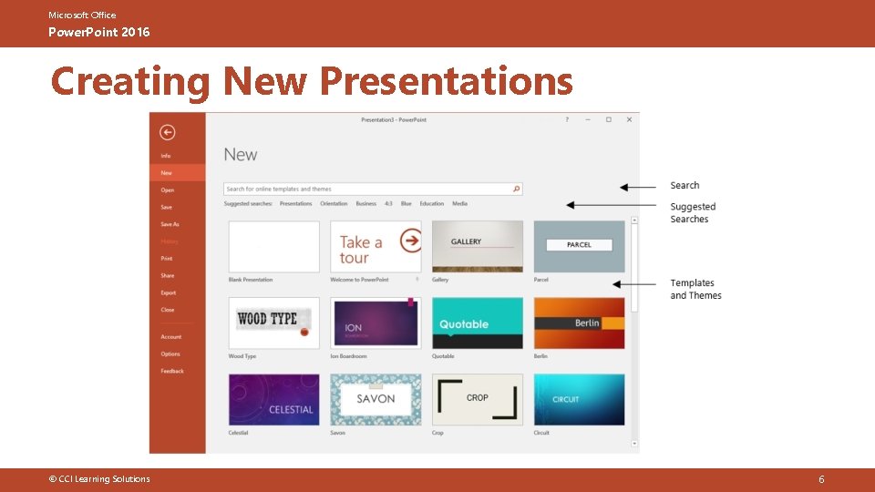 Microsoft Office Power. Point 2016 Creating New Presentations © CCI Learning Solutions 6 