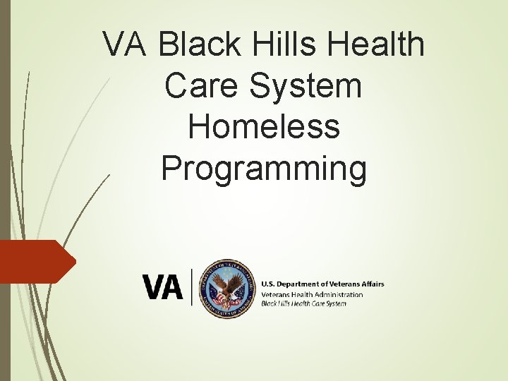 VA Black Hills Health Care System Homeless Programming 