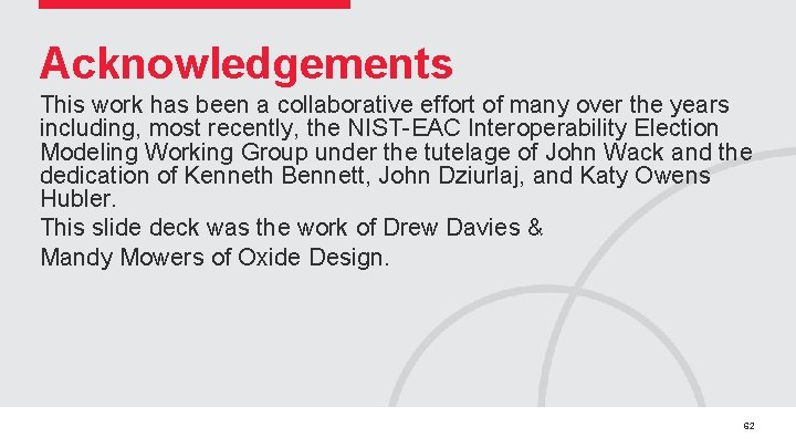 Acknowledgements This work has been a collaborative effort of many over the years including,