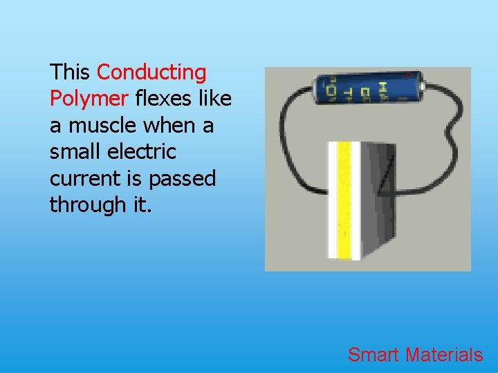 This Conducting Polymer flexes like a muscle when a small electric current is passed